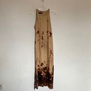 Trueworths Maxi Dress Size 38 Cream Tan Abstract Floral - Sleeveless Maxi Boho